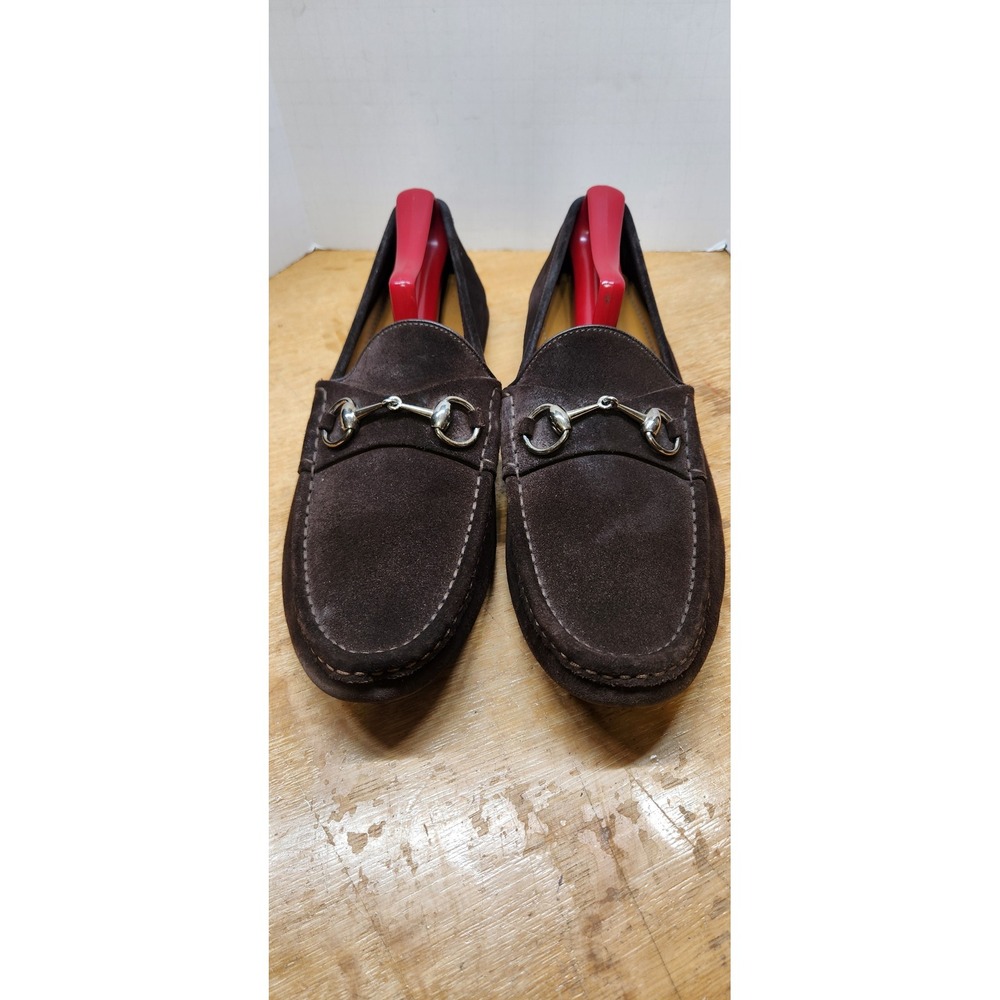 Authenticated Gucci Horsebit Driving Loafers Dark Brown Suede 236936 Size 9.5 G
